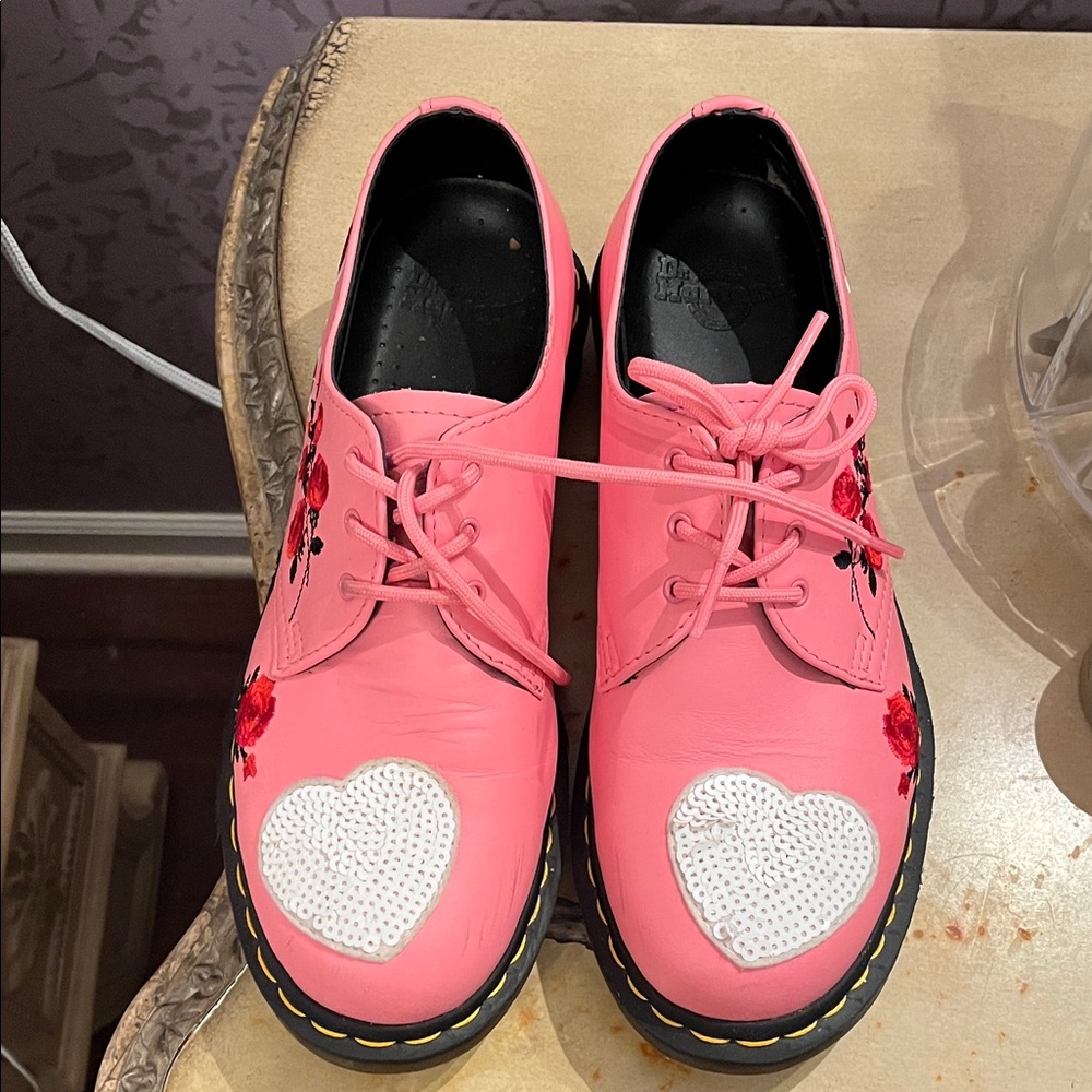 Dr. Marten Limited Edition Woman Pink Heart Embellished Shoes